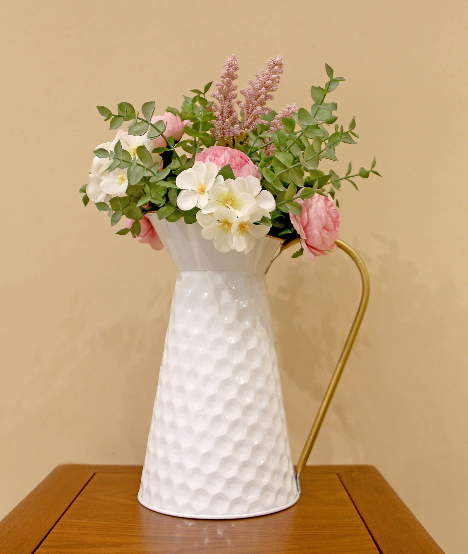 Elegant White Metal Flower Jug Vase, Farmhouse Galvanized Pitcher Vase,Rustic Decorative Milk Jug for Flowers — image 1