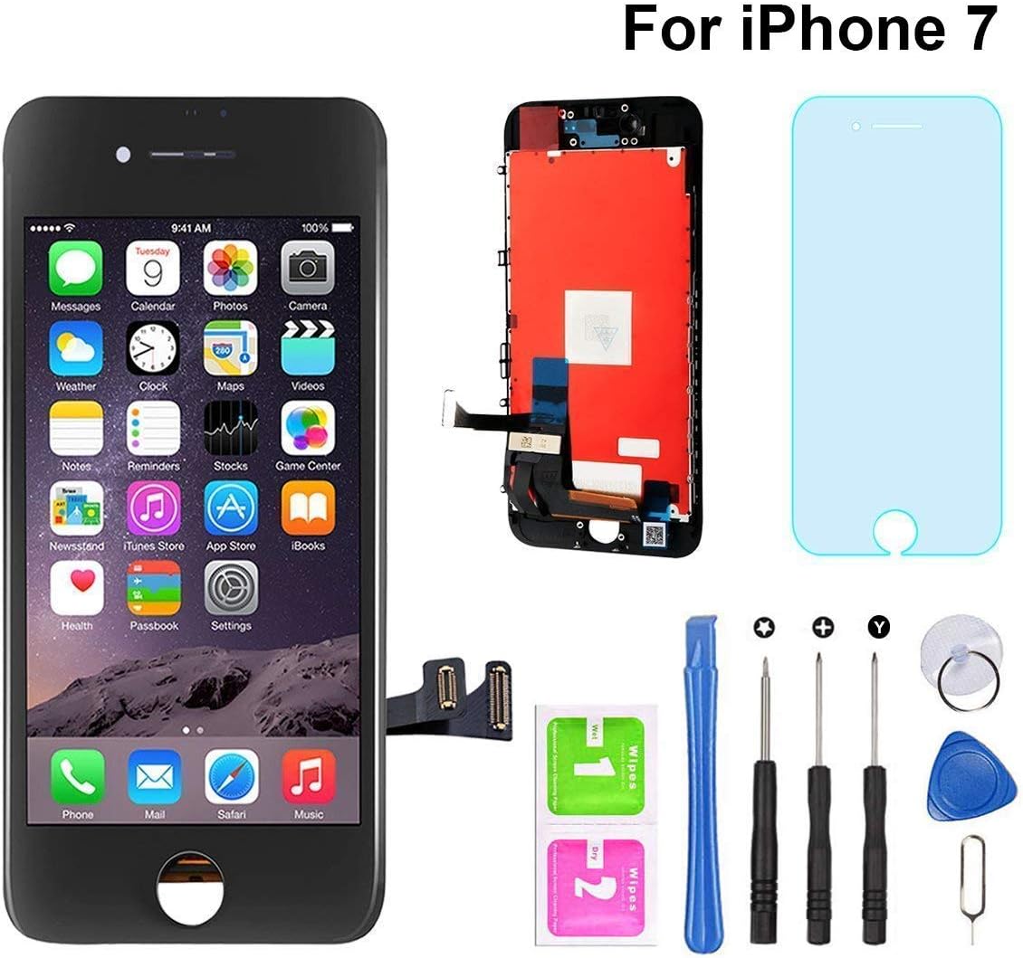 Hoonyer for iPhone 7 Screen Replacement Black LCD Touch Screen Digitizer Replacement for iPhone 7 display with Repair Tools (black)