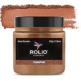 Rolio Premium Mica Powder - Caramel (50G / 1.76oz) - 1 Jar of Brown Pigment Powder for Epoxy Resin, Dye, Soap Making, Nail Polish, Paint, Candle Making, Bath Bombs, Slime
