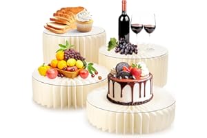 SCENSTREAM 4 Pack Buffet Risers Foldable Food Display Risers Food Risers for Buffet Table Tall Cake Stands Cylinder Stands for Party Pedestal Cake Stand Dessert Table Display Set Cupcake Stands Cupcake Display
