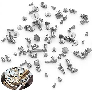 Shimmeroo 100Pcs Watch Screws, Micro Watch Repair Screws | Watches Battery Clamp Screw Assortment Kit, Mini Screw Replacement