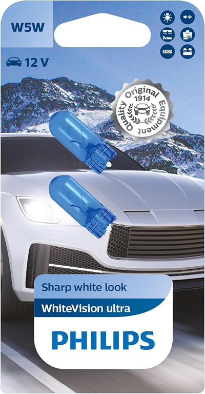 Philips WhiteVision Ultra W5W Car Signaling Bulb White Double Blister