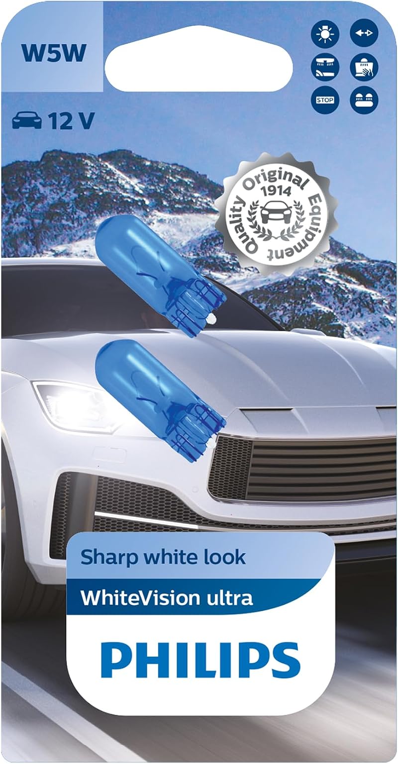Philips WhiteVision Ultra W5W Car Signaling Bulb White Double Blister
