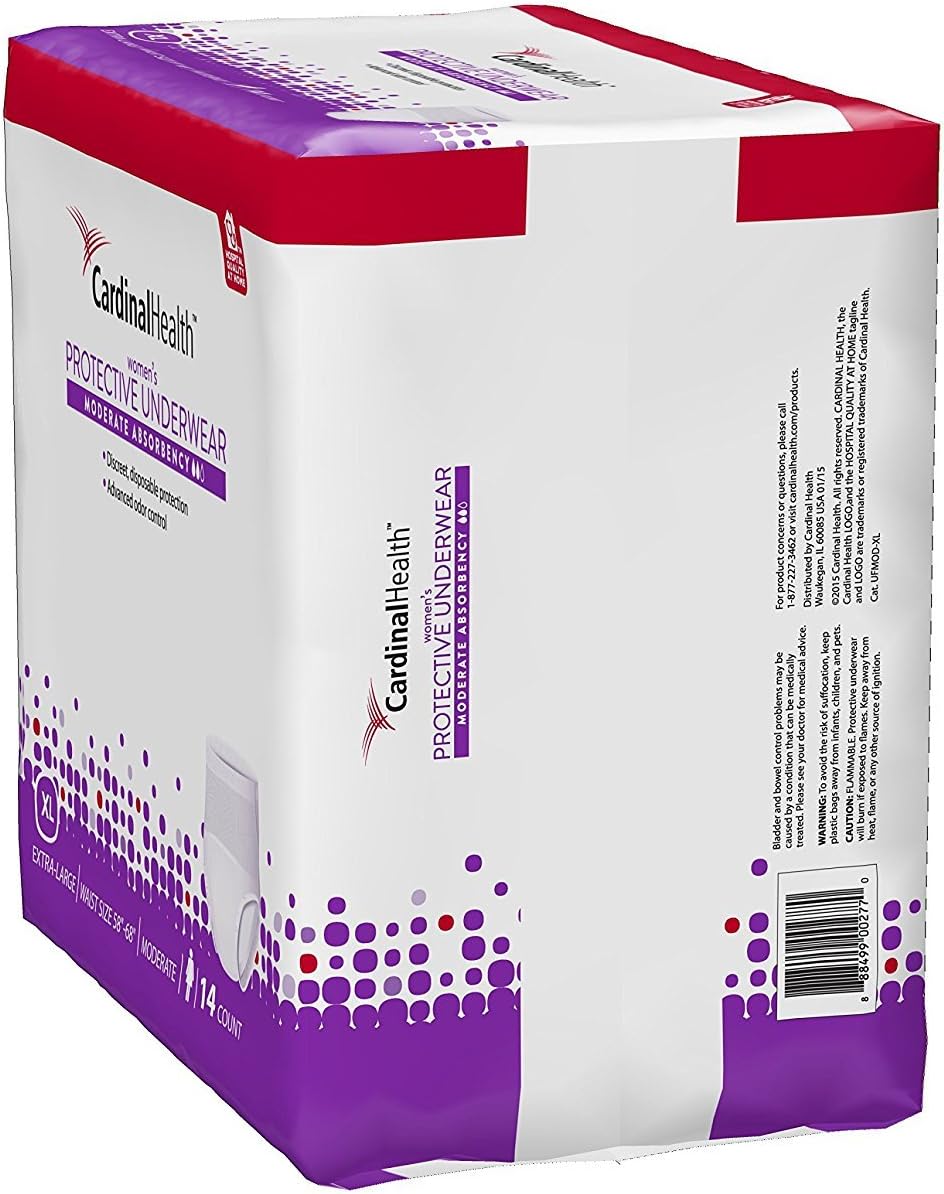 Cardinal Health Women's Moderate Absorbency Protective Underwear, X-Large Fits 58"-68" Waist (56), 56 Count Case Pack: Health & Personal Care