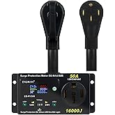 50 Amp RV Surge Protector with kWh Energy Monitor - 16,000 Joules Lightning Protection - Digital Power Meter Display (Volts, Amps, Watts, Temp) for Motorhome (NEMA 14-50P)