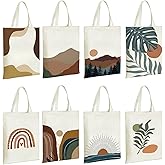 Kuabiz 8 Pcs Christian Floral Boho Tote Bags Bulk for Women Bible Canvas Totes Reusable Religious Bible Verse Grocery Bags