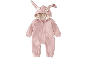 AGQT Babys Bunny Costume One Piece 3D Rabbit Ear Easter Halloween Costume Size 0-24 Months