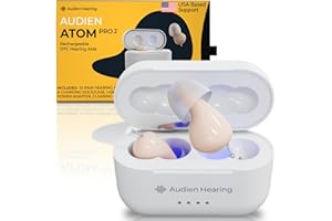 Audien Hearing ATOM PRO 2 Wireless Rechargeable OTC Hearing Aids, Premium Comfort Design and Nearly Invisible