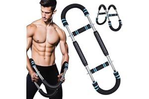 PHOVSUV Twister Arm Trainer, 60-100lb Adjustable Chest & Arm Workout Tool, Compact Twister Arm Strengthener, Portable Power Twister Bar with Snap - Together Detachable Design for Fitness Anywhere(Blue)