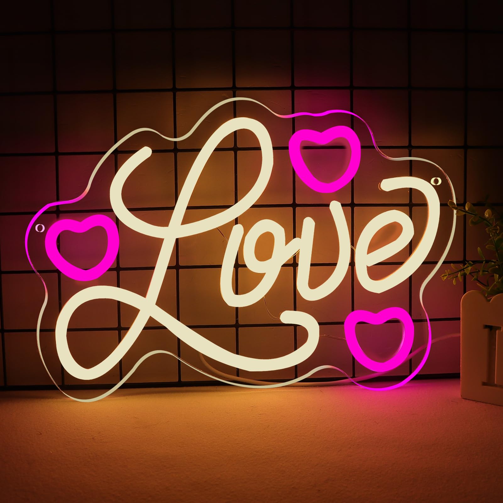 Photo 1 of Valentines Day Decorations Valentines Day Gifts for Him Her Kid’s Classroom Heart Neon Sign for Bedroom Bedroom Wedding Anniversary Wall Decor Love Pink Led Neon Light