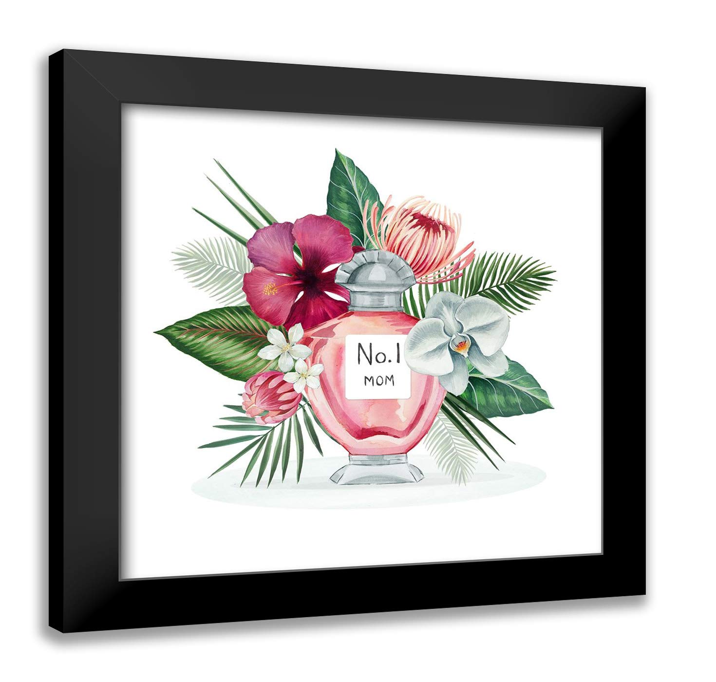A.V. Art 28x28 Black Modern Framed Art Print Titled Perfume II