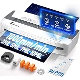 Buyounger 3-10mil Commercial Laminator, 4-Roller 13 Inch Set with 50 Sheets | 1000mm/min Speed, 1 Min Warmup, REV Auto Reverse Jam Free, Hot Cold Modes, NTC Temp Control, All-in-1 for Office School Home