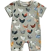 Toddler Baby Boy Girls Farm Clothes Western Farm Animals Chicken/Cow Print Romper Newborn Jumpsuit Country Stuff