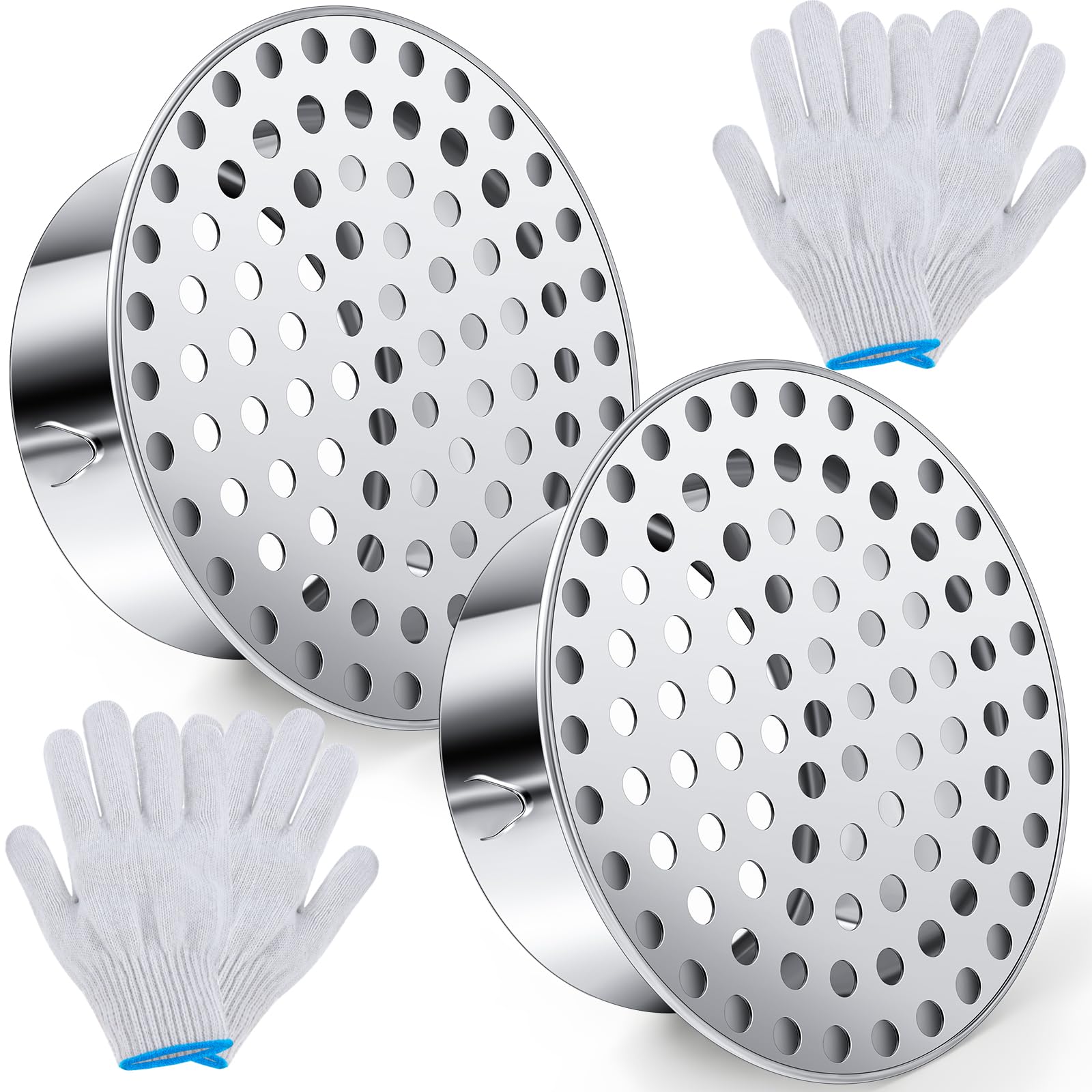 Photo 1 of Moxweyeni 2 Pcs PVC Termination Cap for 4 Inner Diameter, Mesh Screen Vent Cover 304 Stainless Steel, for Furnace & Roof Vent Cap, Round Air Outlet Exhaust Water Drains Pipe with Gloves