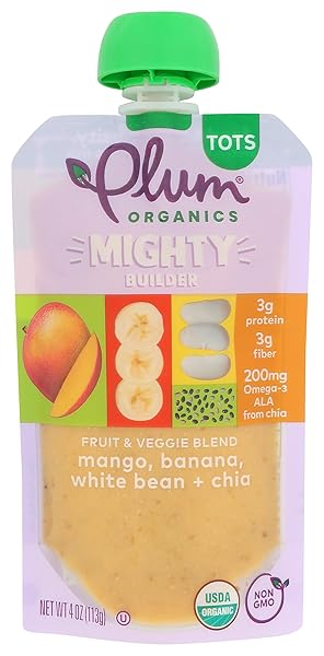 PLUM ORGANICS ORGANIC MIGHTY MANGO BANANA BEAN SUNBUTTER...
