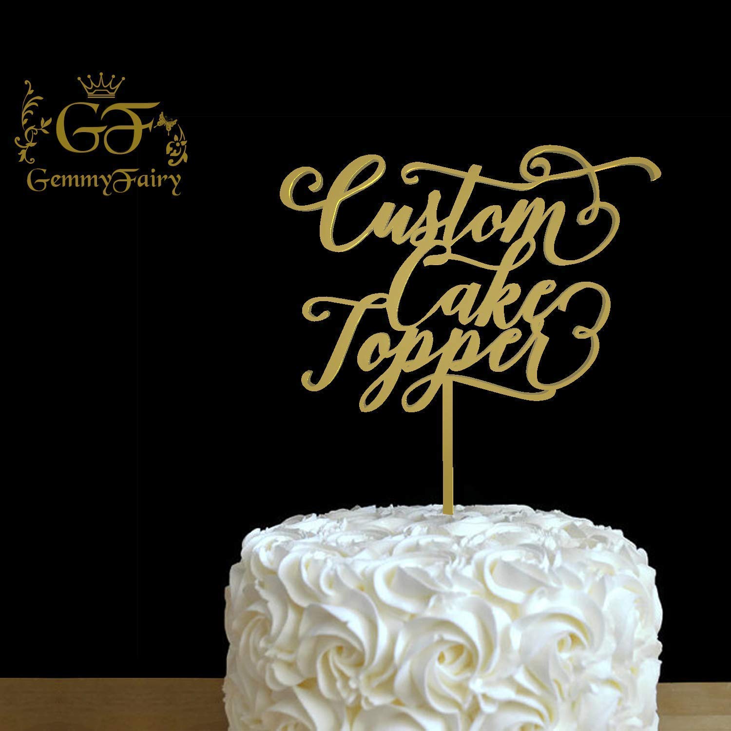 Custom Wood Cake Topper, Script font 