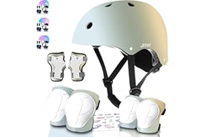JIFAR Color Gradient Adjustable Kids Toddler Bike Helmet with Knee Pad Elbow Pads Guards, Boys Girls Child Skateboard Helmet and Pads for Kids 3-5-8-14+Riding Scooter Inline skatings Longboard Roller Skate