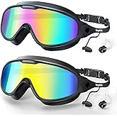 VegoVia Adult Swim Goggles 2 Pack, Anti-Fog 180° Wide View UV Protection Pool Swimming Goggles for Adult Youth Men Women