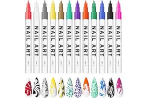 QIUFSSE 12 Colors Nail Polish Pens for Nail Art,3D Nail Art Pens,DIY Dotting Tools Nail Art Markers,Quick Dry Nail Pens for Nail Art,Nail Design Kit for Home and Salon
