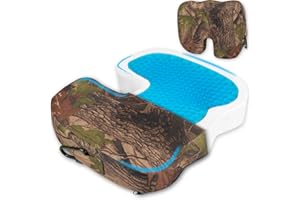 CHEZMAX Gel Hunting Seat Cushion - Tree Stand Chairs Seats Pad Cushions Accessories, Treestand Blind Ground Camo Sitting Pads, Adult Portable Pads for Outdoor Sports Fishing Camping Travel,17.32"×13.39"×3.15"