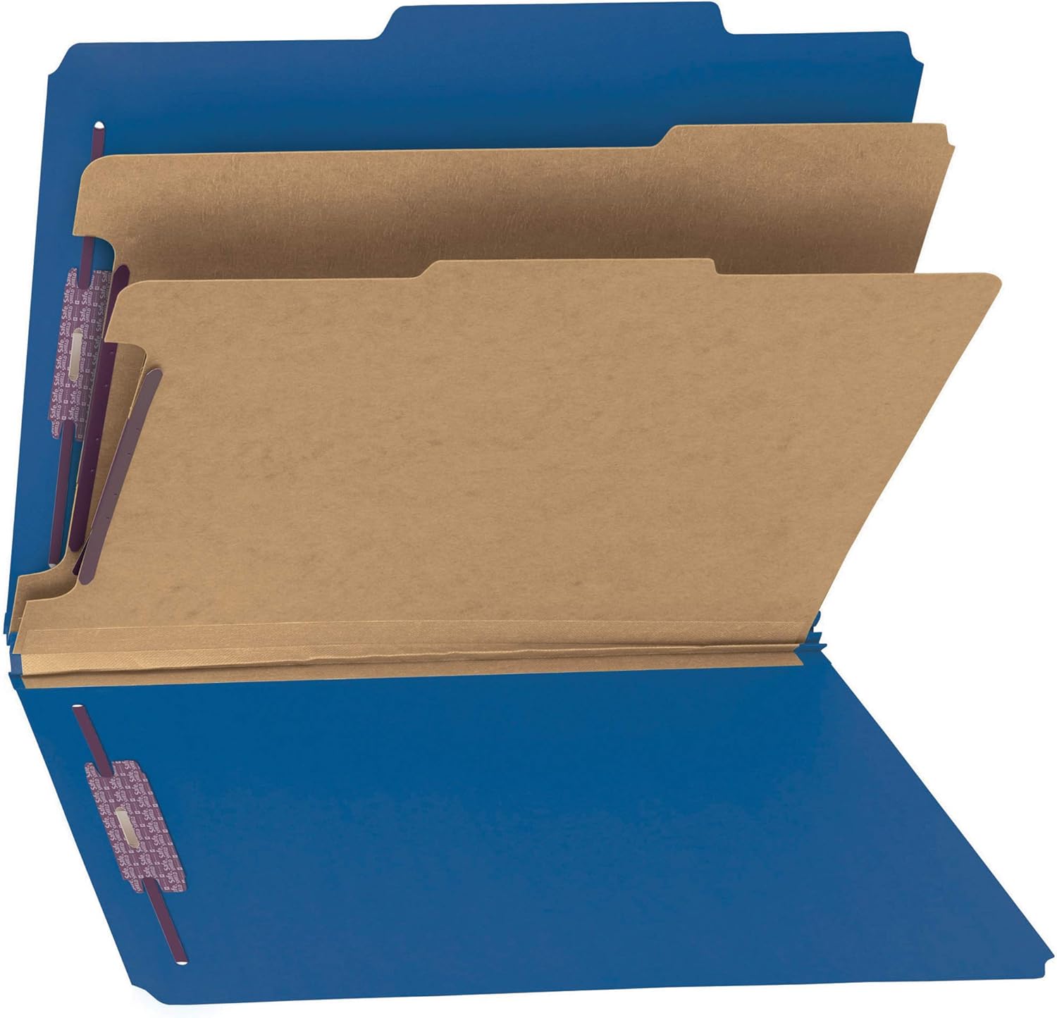 Smead PressGuard Classification File Folder with SafeSHIELD Fasteners, 2 Dividers, 2" Expansion, Letter Size, Dark Blue, 10 per Box (14200) : Colored File Folders : Office Products