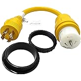 Parkworld 62176 Shore Power Adapter Generator 30A L14-30P Male to Transfer Switch 50A SS2-50R/CS6364 Female with Locking Ring (1.5FT)
