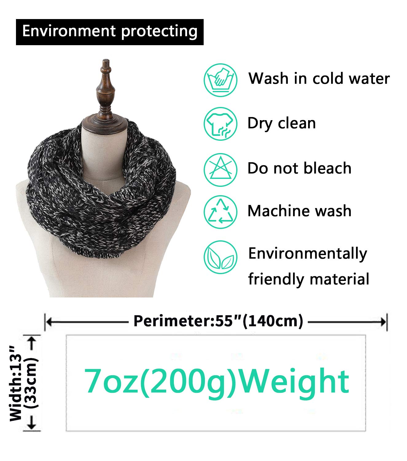 Womens Knit Infinity Scarf Circle Loop Warm Fashion Thick Ribbed Scarf Womens Knit Infinity Scarf Circle Loop Warm Fashion Thick Ribbed Scarf