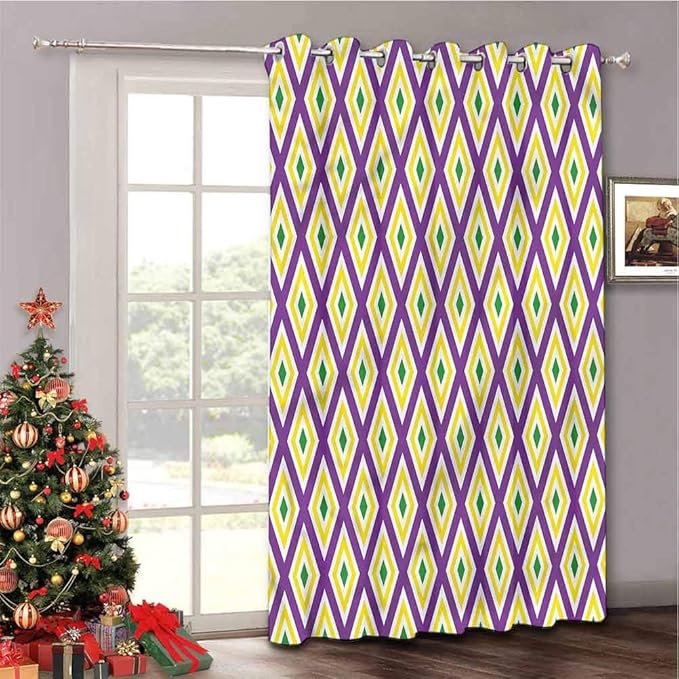 Aishare Store Thermal Patio Door Curtains, Mardi Gras Diamond Line