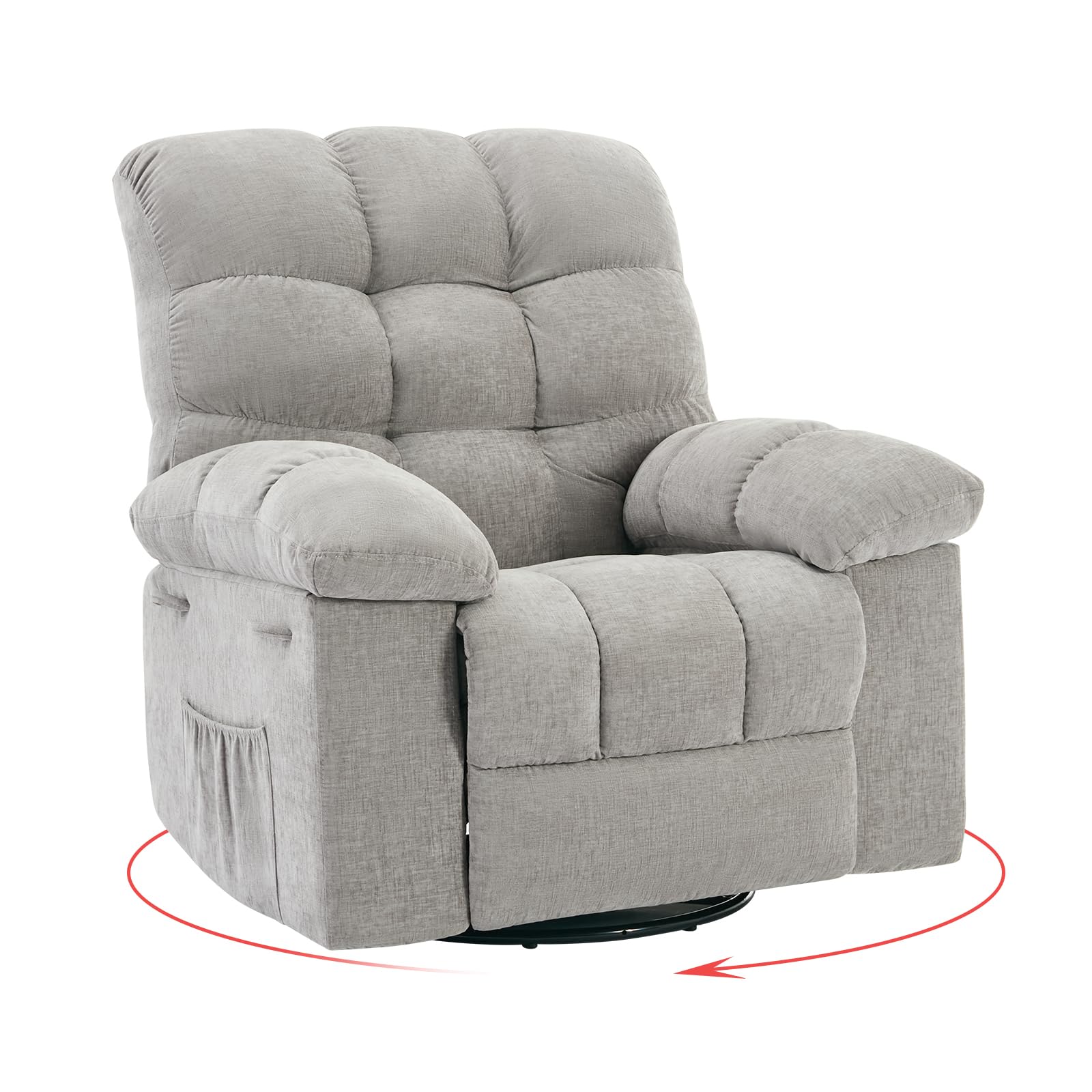 Photo 1 of Garvee Rocking Recliner Chair, 360° Swivel Rocker Chair for Living Room, Upholstered Fabric Glider Nursery Chair with Side Pockets for Small Spaces, q235 Steel Frame Lazy Boy Recliner Single Sofa