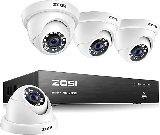 Amazon Co Jp Zosi 4k Ultra Hd 800万画素防犯カメラ 4台セット 8チャンネル4k 3840x2160 防犯レコーダー 800万画素ドームカメラ4台 H 265 映像圧縮技術 Ip67防水防水仕様 暗視機能 アラーム通知 ハードディスクなし カメラ