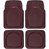 Motor Trend FlexTough Tortoise - Heavy Duty Rubber Floor Mats for Car SUV Van & Truck - All Weather Protection - Deep Dish (Burgundy)