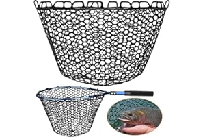 Soft Rubber Fishing Net Replacement - Fish-Friendly Landing Net Bag for Trout & Fly Fishing, No Snag Hooks, Lightweight & Fol