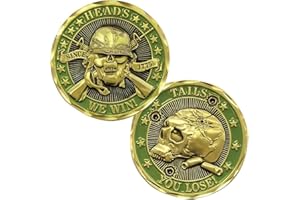JOYGULLS Good Luck Heads Tails Challenge Coin，Heads We Win Tails You Lose