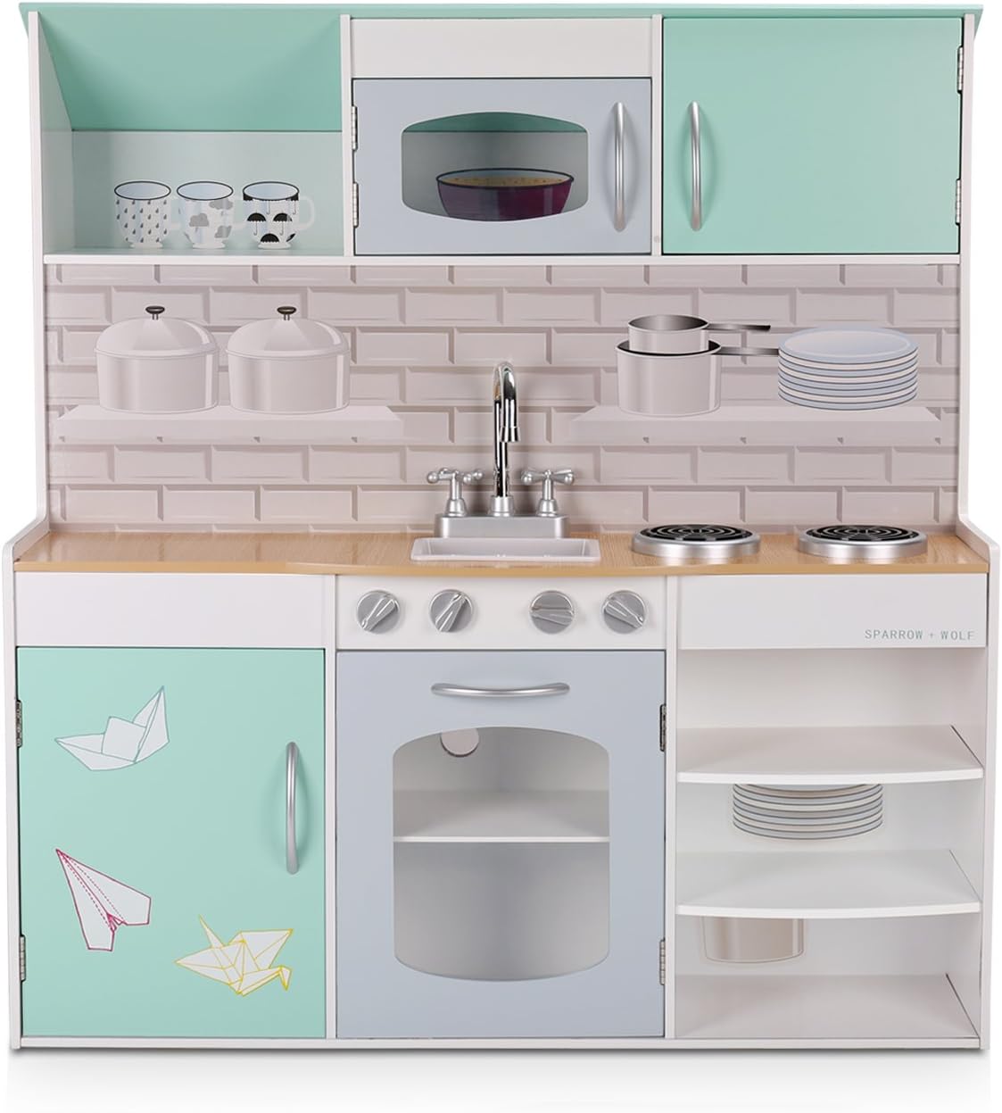 WildBird Care Kids Dollhouse & Kitchen Double-Side Wooden Playsets TZ-D1608