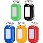 Be Safe Assorted Plastic Multi-Purpose Key Tags - with Write-On Labels, Ring Holders - 2" - 64 Count Box