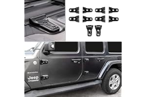 JECAR 10PCS Door Hinge Cover & Hood Hinge Cover Trim Exterior Accessories for 2018-2024 Jeep Wrangler JLU Gladiator JT 4-Door (Black)