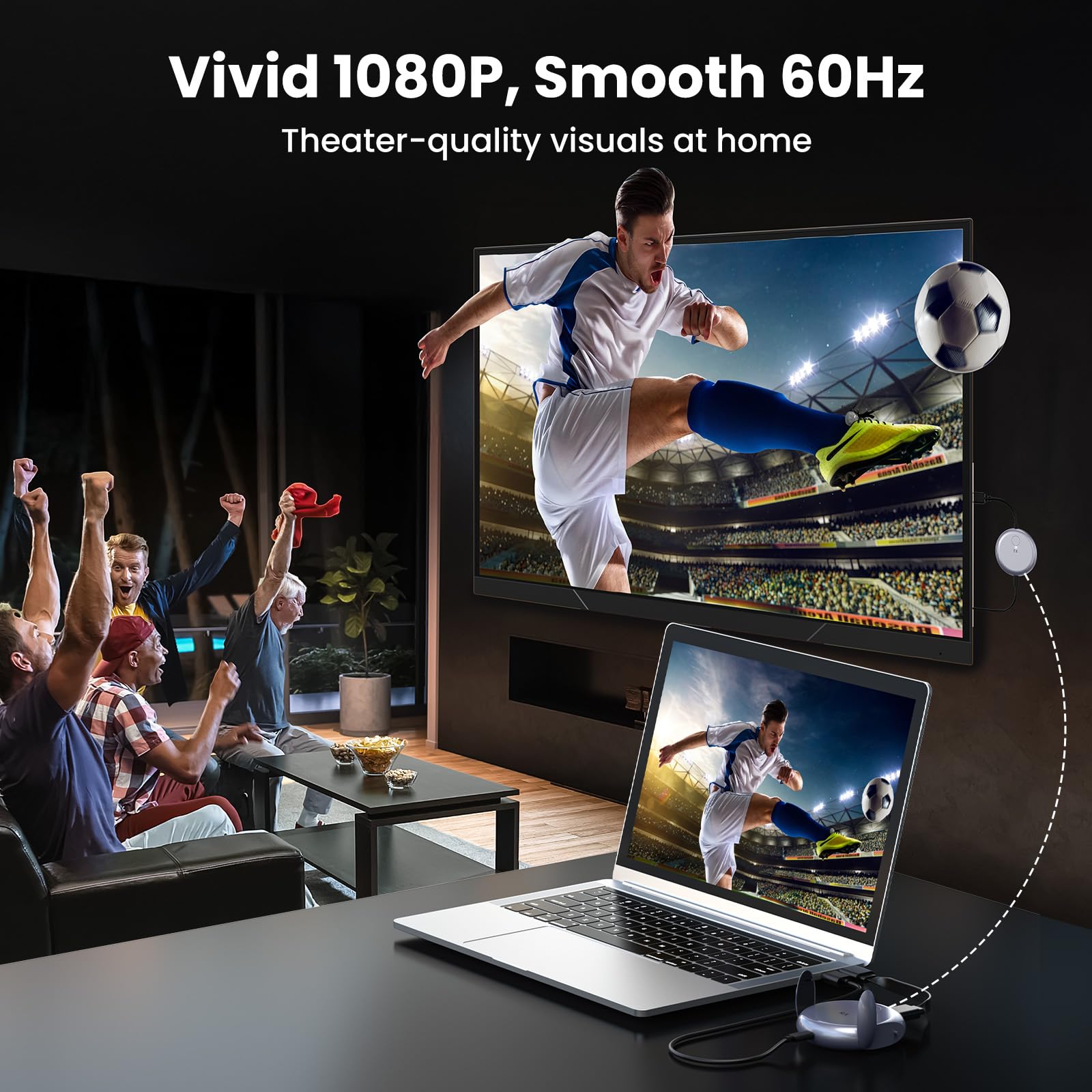 Wireless HDMI Transmitter & 2 Receivers, 1080P Full HD Dual-Band 2.4G/5G Extender with 100FT Range, Low Latency, Plug & Play for TV, Projector, Monitor, Multi-Device Pairing