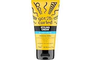 Got2B Curled Styling Cream, 6 Fl Oz, Curl Defining & Moisturizing Hair Cream for Coily & Curly Hair, Provides Frizz Control & Soft Feel for Type 3-4 Curls, Made with Vitamin E, Aloe Vera & Argan Oil