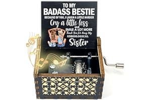 ukebobo Bestie Music Box Gift, You are My Sunshine Hand Crank Wooden Musical Boxes, Badass Bestie Gifts, Christmas Birthday Graduation Friendship Presents for Bestie Friends Female BFF-567