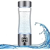Hydrogen Water Bottle Generator, 340ml Portable Hydrogen Water Maker with SPE/PEM Technology, 5000ppb Rechargeable Ionizer Machine for Health & Wellness, BPA-Free Glass