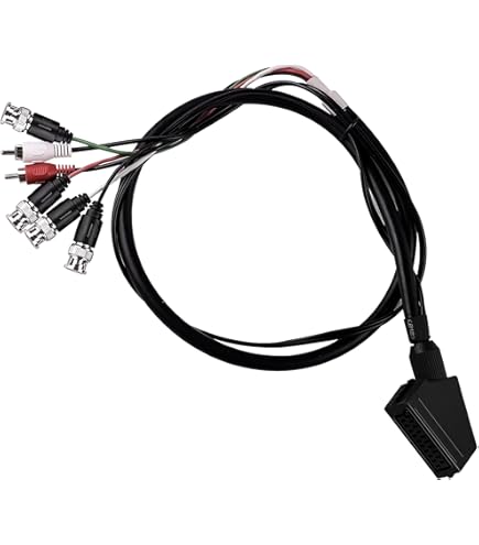 Câble Péritel 21 Broches - 2 Mètres, Noir - Pour Connecter Consoles Rétro (NES, SNES, Wii), Magnétoscopes, DVD à TV