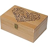 EXISTING Wooden Memory Keepsake Box, Floral Heart Engraved Large Keepsake Boxes with Lids, Memory Box Keepsakes Gift for Anniversary, Wedding, Memory, Birthday, Valentines Day, for Office or Home