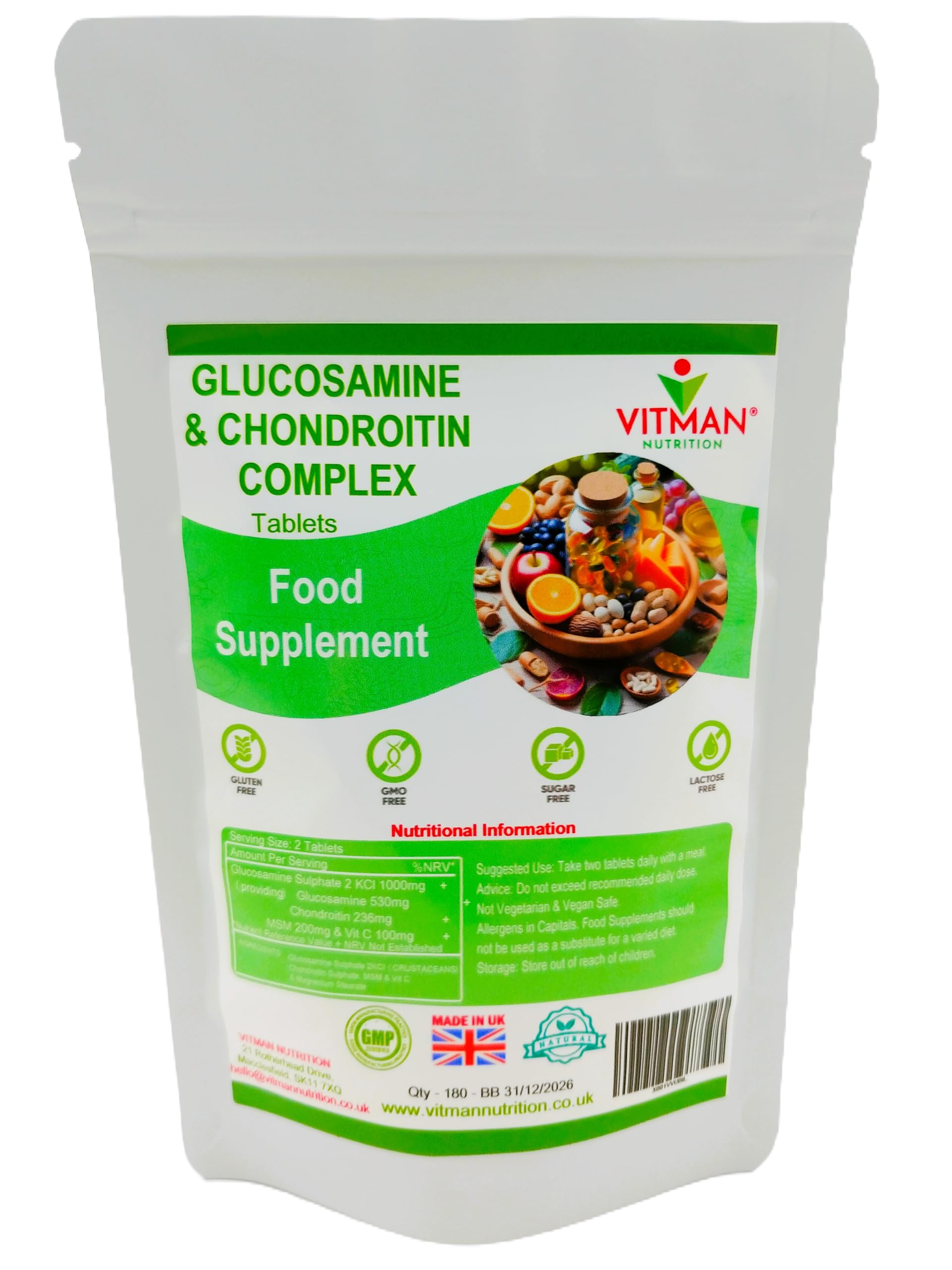 Glucosamine & Chondroitin High Strength Complex - with MSM & Vitamin C - 90 Anti inflammatory Tablets - Joint & Bone Care Support - Pain Relief Tablets