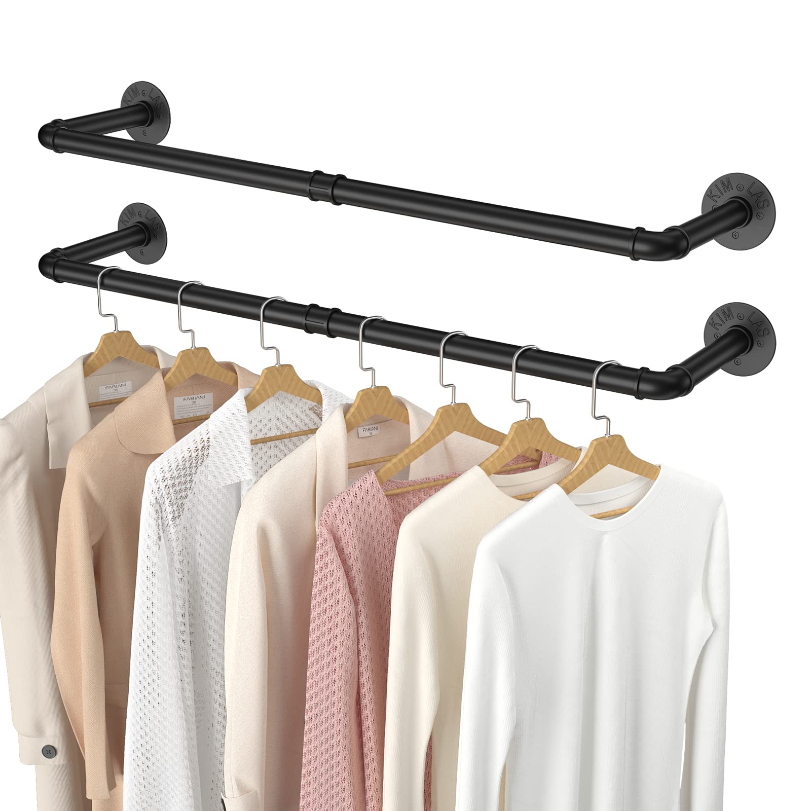 Mua Elibbren 2 Pack Clothing Rack Wall Mount, Industrial Pipe Clothes ...