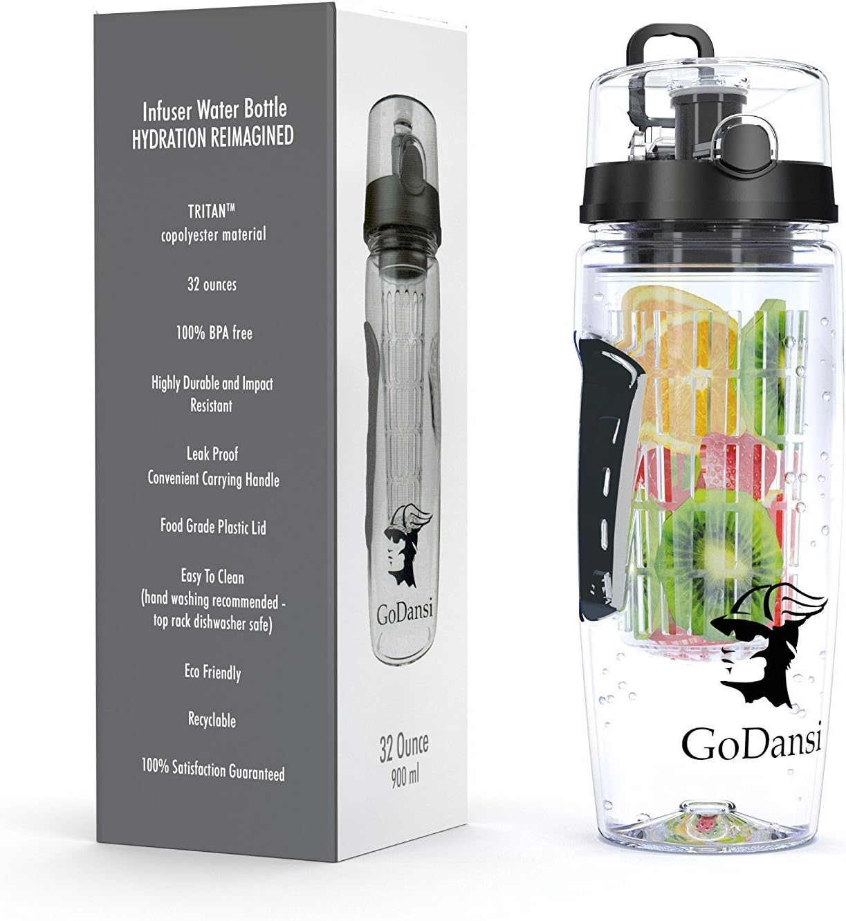 GoDansi Fruit Infused Water Bottle - Blend Your Favorite Flavors to Create a Custom Healthy Fruit-Water Drink, While at Home, Work or on The go