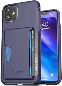 Encased iPhone 11 Wallet Case (2019) Ultra Durable Cover with Card Holder Slot (4 Credit Cards Capacity) Purple