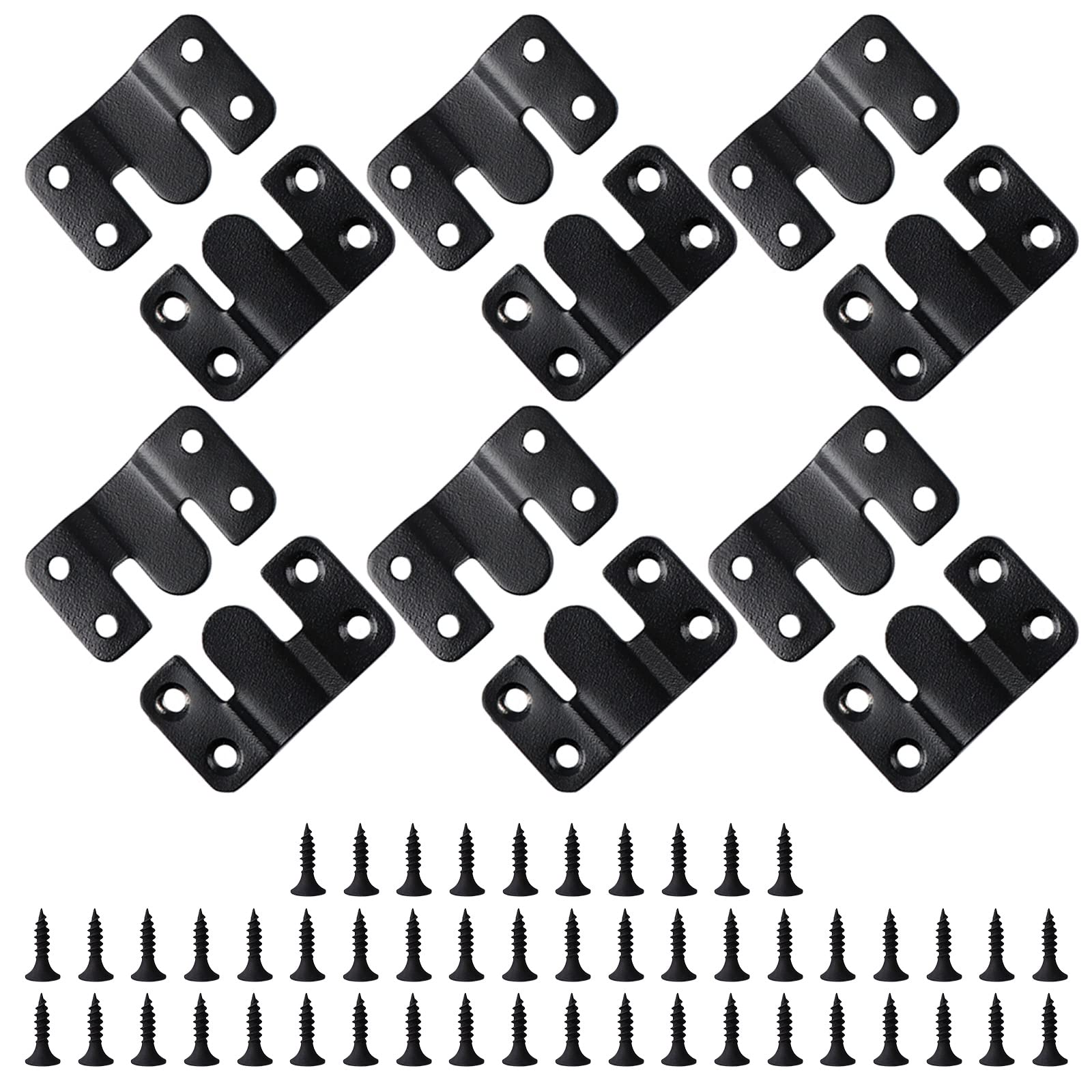 Photo 1 of HOUYITOU 12PCS 2.09 x 1.18 inch Black Flush Mount Bracket Stainless Steel Interlock Hanging Buckle Z Clips Headboard Wall Mounting Brackets French Cleat Picture Hanger Heavy Duty with 48PCS Screws