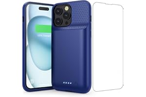 FEOB Battery Case for iPhone 15 Pro Max,Powerful 8600mah Ultra-Slim Protective Charging Case,15W Fast Charging Portable Rechargeable Expandable Battery Charger Cover for iPhone 15 Pro Max(6.7inch)-Blue