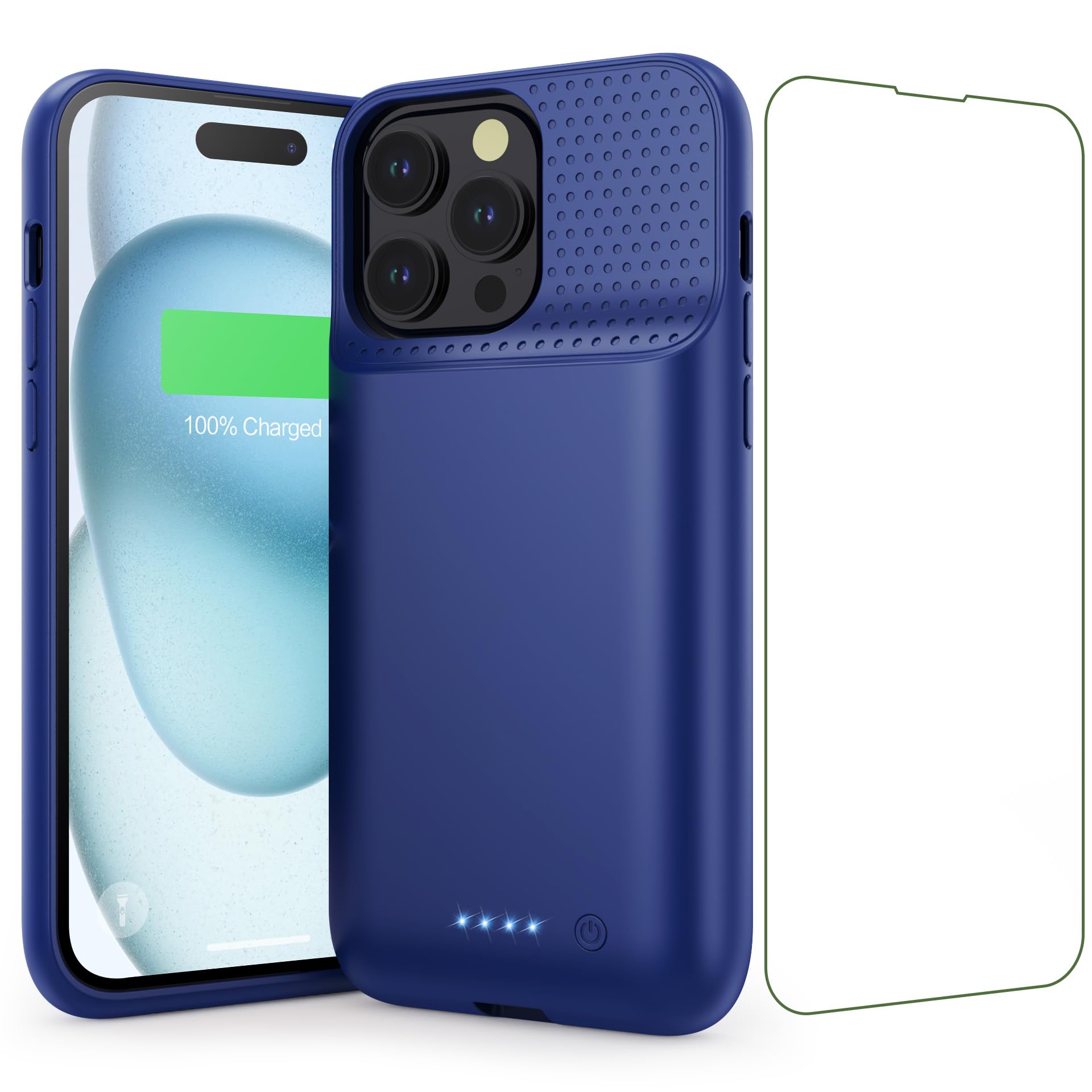 Battery Case for iPhone 15 Pro Max,Powerful 8600mah Ultra-Slim Protective Charging Case,15W Fast Charging Portable Rechargeable Expandable Battery Charger Cover for iPhone 15 Pro Max(6.7inch)-Blue