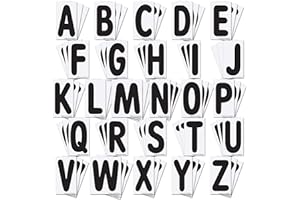 KitAbility Replacement Letters for White Message Board Sidewalk Signs with 4 Inch Tracks, 3 of Each Letter A to Z, Black on White Background